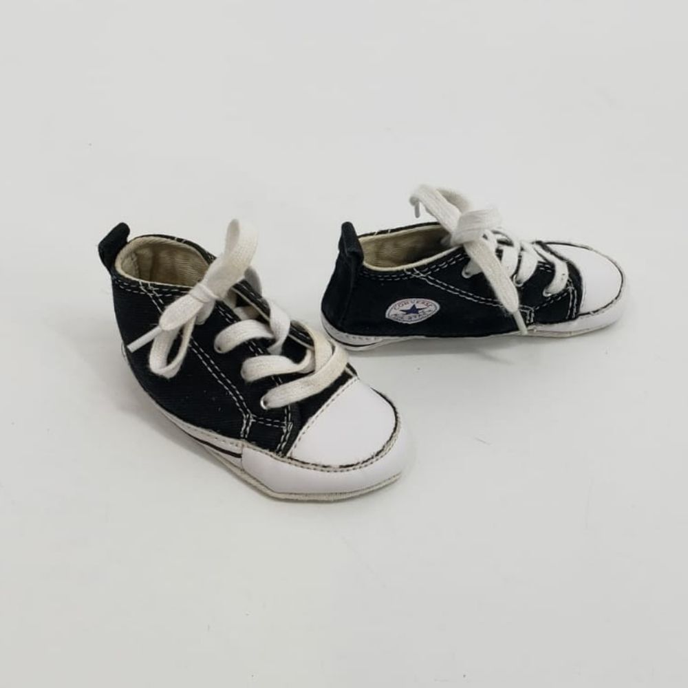 CONVERSE baby 4 first star black lace up crib shoes